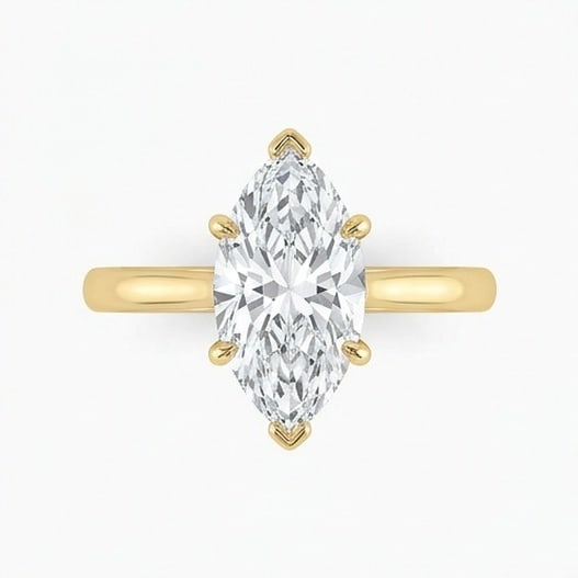 GIA Certified 1.9 ct Marquise Cut Natural Diamond Elevated Basket Solitaire Ring in 14K Yellow Gold: A sophisticated 1.9 carat natural marquise-cut diamond ring, crafted in 14K Yellow Gold to highlight beauty, brilliance, and fine jewelry presence. This design is enhanced with matching diamond side s
