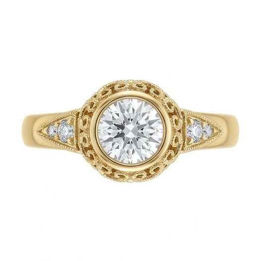 GIA Certified 1.8 ct Round Cut Natural Diamond Vintage Crown Ring in 14K Yellow Gold: An exceptional 1.8 carat natural round-cut diamond ring, masterfully crafted in luxurious 14K Yellow Gold and designed to embody refined elegance and lasting beauty. This design is enhanced with match