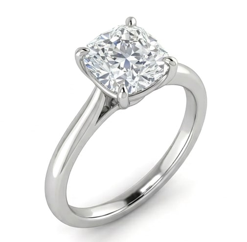 IGI Certified 1.95 ct Cushion Cut Natural Diamond Refined Solitaire Ring in 14K White Gold: This distinguished 1.95 carat natural cushion-cut diamond ring is beautifully crafted in 14K White Gold, offering exceptional brilliance and enduring appeal. This design highlights the beauty of the c