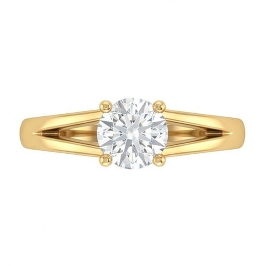 GIA Certified 1.35 ct Round Cut Natural Diamond Open Shoulder Solitaire Ring in 14K Yellow Gold: An exceptional 1.35 carat natural round-cut diamond ring, masterfully crafted in luxurious 14K Yellow Gold and designed to embody refined elegance and lasting beauty. This design highlights the beauty