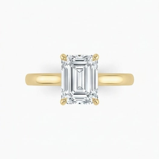 GIA Certified 1.75 ct Emerald Cut Natural Diamond Refined Solitaire Ring in 14K Yellow Gold: This distinguished 1.75 carat natural emerald-cut diamond ring is beautifully crafted in 14K Yellow Gold, offering exceptional brilliance and enduring appeal. This design highlights the beauty of the 