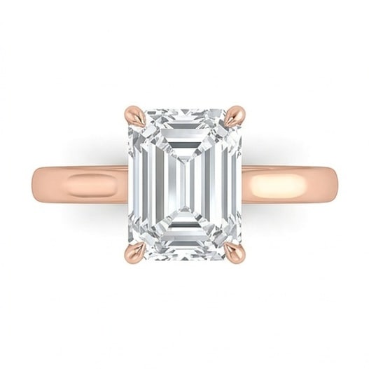 IGI Certified 1.95 ct Emerald Cut Natural Diamond Cathedral Solitaire Ring in 14K Rose Gold: A sophisticated 1.95 carat natural emerald-cut diamond ring, crafted in 14K Rose Gold to highlight beauty, brilliance, and fine jewelry presence. This design highlights the beauty of the center stone 