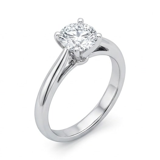 IGI Certified 1.75 ct Round Cut Natural Diamond Open Shoulder Solitaire Ring in 14K White Gold: A sophisticated 1.75 carat natural round-cut diamond ring, crafted in 14K White Gold to highlight beauty, brilliance, and fine jewelry presence. This design highlights the beauty of the center stone a