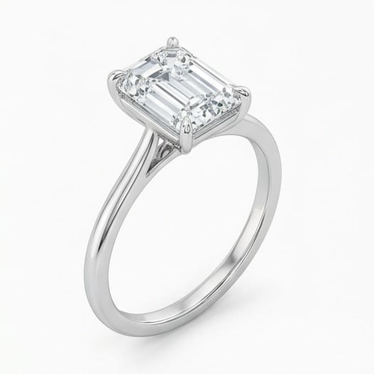 GIA Certified 1.5 ct Emerald Cut Natural Diamond Refined Solitaire Ring in 14K White Gold: An exceptional 1.5 carat natural emerald-cut diamond ring, masterfully crafted in luxurious 14K White Gold and designed to embody refined elegance and lasting beauty. This design highlights the beauty