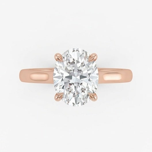 IGI Certified 1.85 ct Oval Cut Natural Diamond Cathedral Solitaire Ring in 14K Rose Gold: A remarkable 1.85 carat natural oval-cut diamond ring, expertly crafted in 14K Rose Gold and created to showcase timeless sophistication. This design highlights the beauty of the center stone alone, o