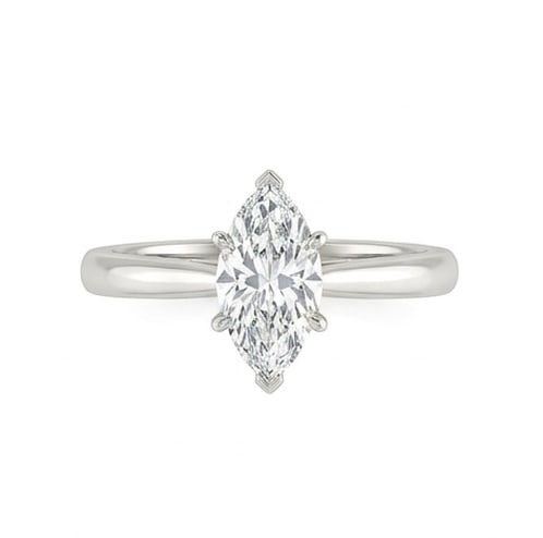 IGI Certified 1.7 ct Marquise Cut Natural Diamond Refined Solitaire Ring in 14K White Gold: A sophisticated 1.7 carat natural marquise-cut diamond ring, crafted in 14K White Gold to highlight beauty, brilliance, and fine jewelry presence. This design highlights the beauty of the center stone