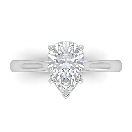 GIA Certified 1.35 ct Pear Cut Natural Diamond Elevated Basket Solitaire Ring in 14K White Gold: An elegant 1.35 carat natural pear-cut diamond ring, finely made in 14K White Gold with a refined profile and auction-worthy presentation. This design highlights the beauty of the center stone alone, 