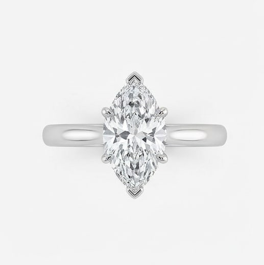 IGI Certified 1.55 ct Marquise Cut Natural Diamond Cathedral Solitaire Ring in 14K White Gold: A sophisticated 1.55 carat natural marquise-cut diamond ring, crafted in 14K White Gold to highlight beauty, brilliance, and fine jewelry presence. This design highlights the beauty of the center ston
