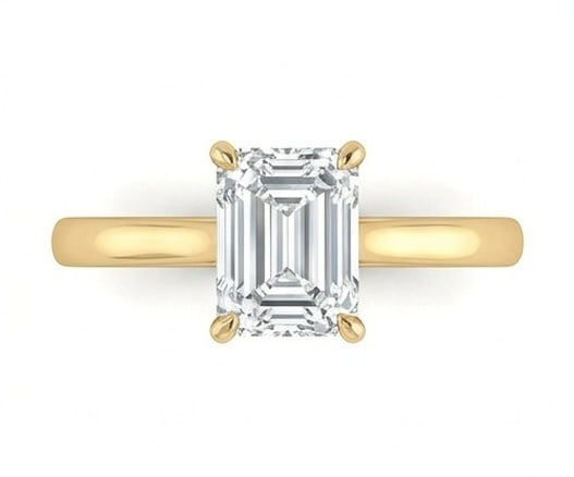 IGI Certified 1.75 ct Emerald Cut Natural Diamond Cathedral Solitaire Ring in 14K Yellow Gold (1 of 5)
