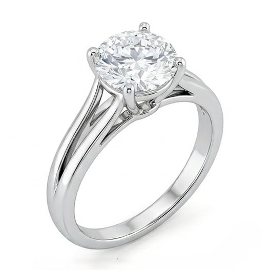 GIA Certified 1.95 ct Round Cut Natural Diamond Open Shoulder Solitaire Ring in 14K White Gold: An exceptional 1.95 carat natural round-cut diamond ring, masterfully crafted in luxurious 14K White Gold and designed to embody refined elegance and lasting beauty. This design highlights the beauty 
