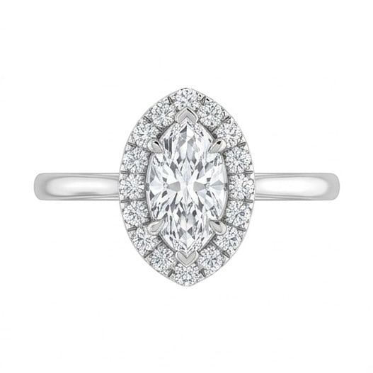 GIA Certified 1.85 ct Marquise Cut Natural Diamond Marquise Cushion Halo Ring in 14K White Gold (1 of 5)