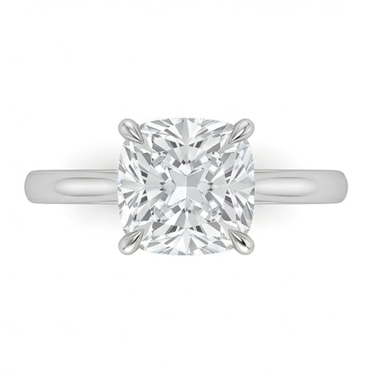 IGI Certified 1.95 ct Cushion Cut Natural Diamond Open Gallery Solitaire Ring in 14K White Gold: An elegant 1.95 carat natural cushion-cut diamond ring, finely made in 14K White Gold with a refined profile and auction-worthy presentation. This design highlights the beauty of the center stone alon