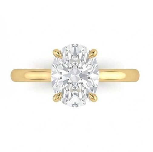 GIA Certified 1.85 ct Oval Cut Natural Diamond Elevated Basket Solitaire Ring in 14K Yellow Gold: A sophisticated 1.85 carat natural oval-cut diamond ring, crafted in 14K Yellow Gold to highlight beauty, brilliance, and fine jewelry presence. This design highlights the beauty of the center stone a