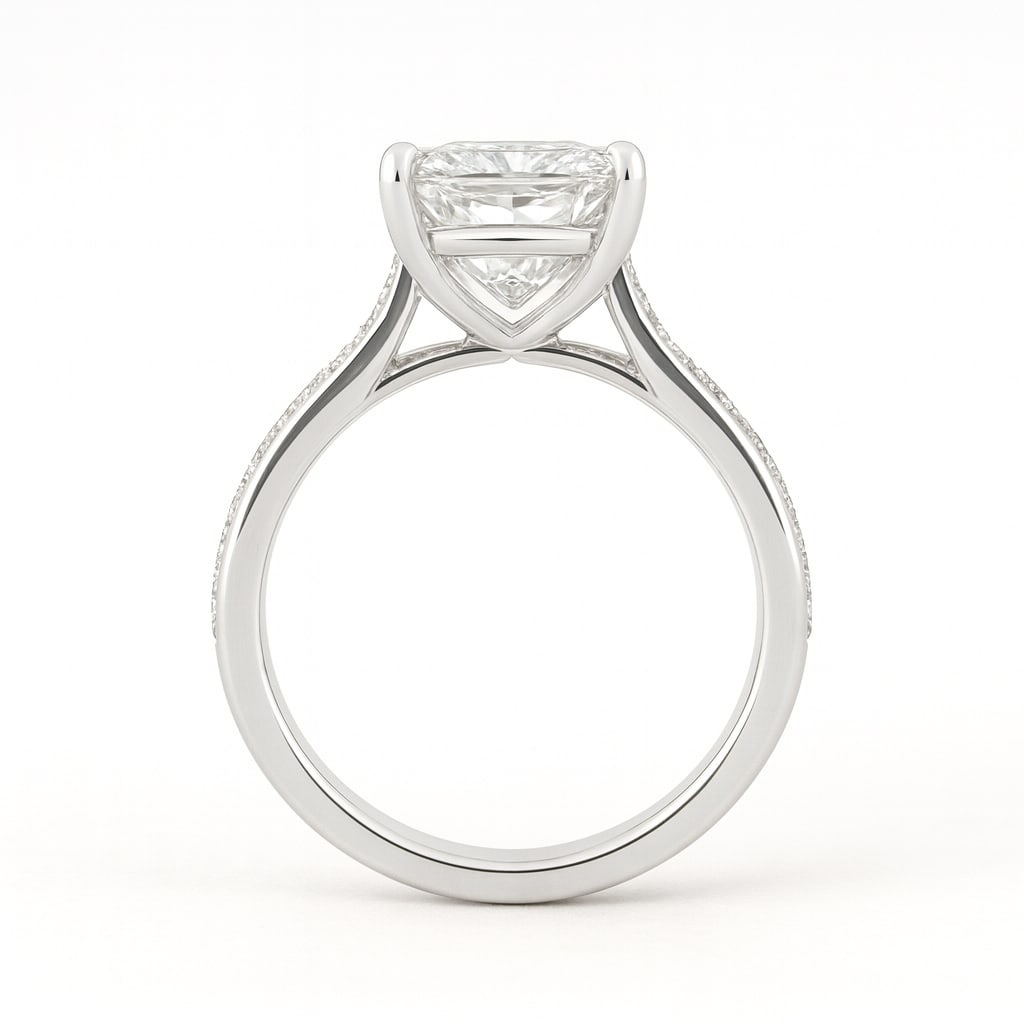 5.00 CT Lab Grown Radiant Cut Diamond Solitaire Ring in 14K White Gold (1 of 3)