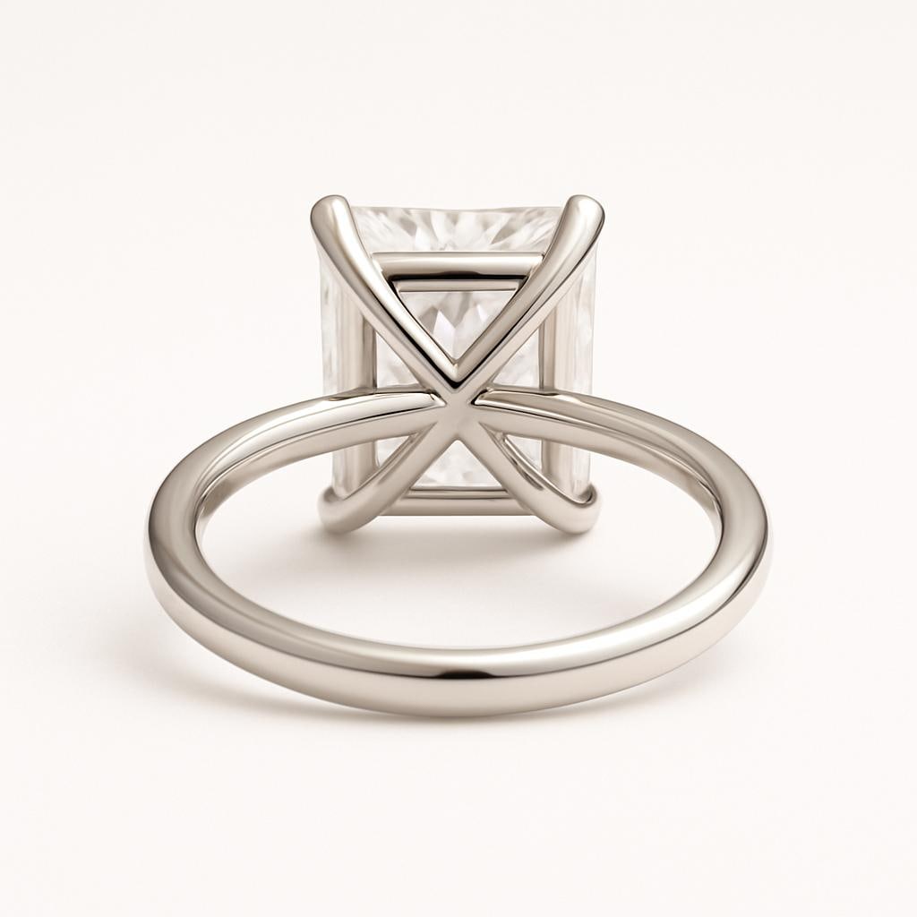 3.50 CT Lab Grown Princess Cut Diamond Solitaire Ring in 14K White Gold: Elegant 3.50 carat lab grown princess cut diamond, prong set on a polished 14K white gold band. A timeless solitaire engagement ring with a modern square silhouette and exceptional brilliance.Color Gr
