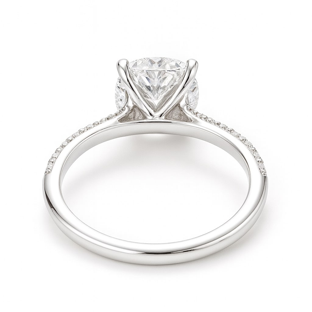2.50 CT Lab Grown Round Brilliant Diamond Solitaire Ring with Pavé Band in 14K White Gold (1 of 2)