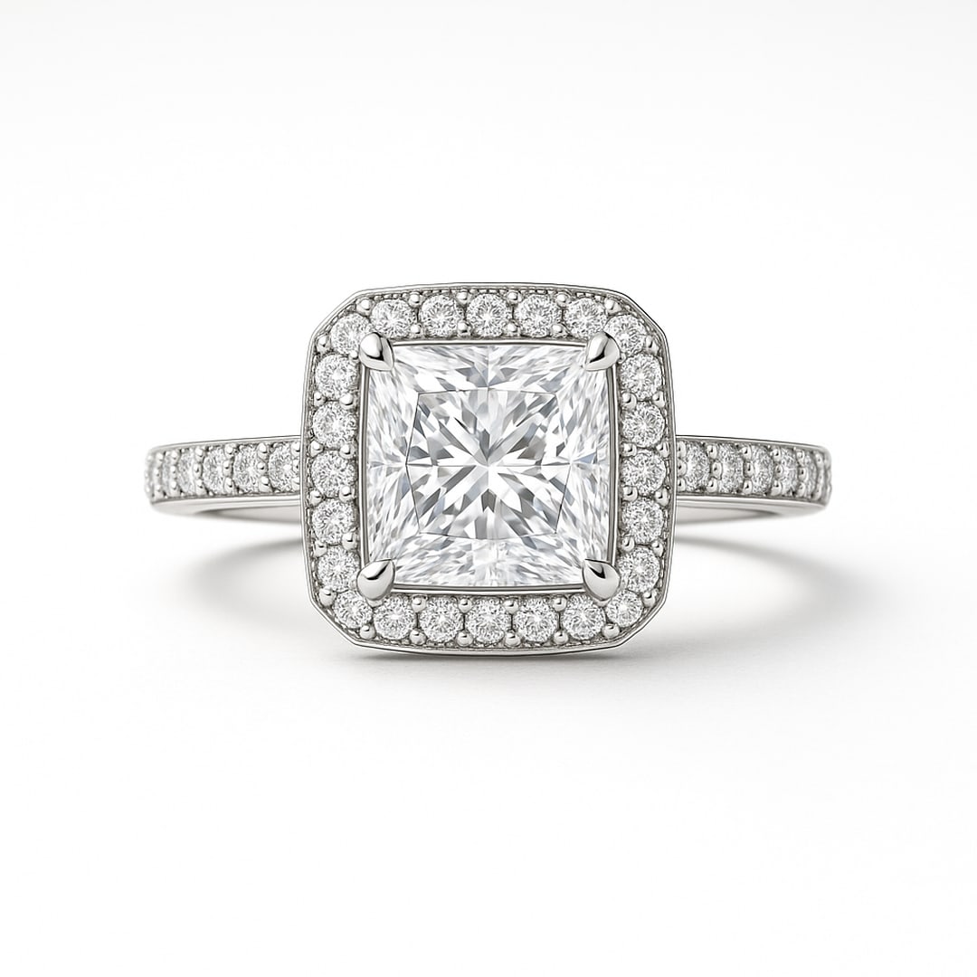 lab-grown diamond 6.00 CT Princess Halo Diamond Ring: 6 CT Princess Halo lab-grown diamond Diamond, E?F Color, VVS1?VS1 Clarity Each lab-grown diamond diamond is ethically created with exceptional brilliance and fire, offering an eco-friendly and sustain