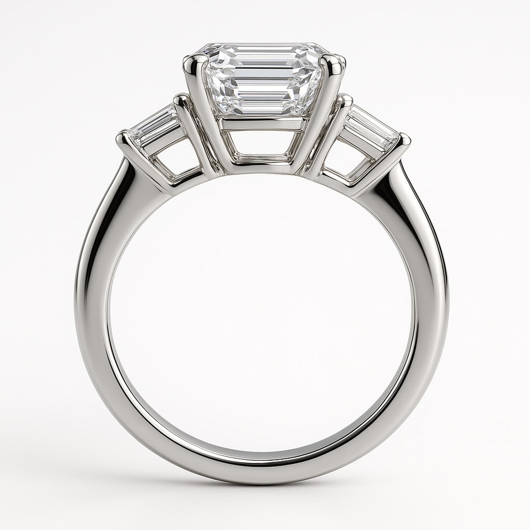 lab-grown diamond 8.00 CT Emerald Three-Stone Diamond Ring: 8 CT Emerald Three-Stone lab-grown diamond Diamond, E?F Color, VVS1?VS1 Clarity Each lab-grown diamond diamond is ethically created with exceptional brilliance and fire, offering an eco-friendly and s