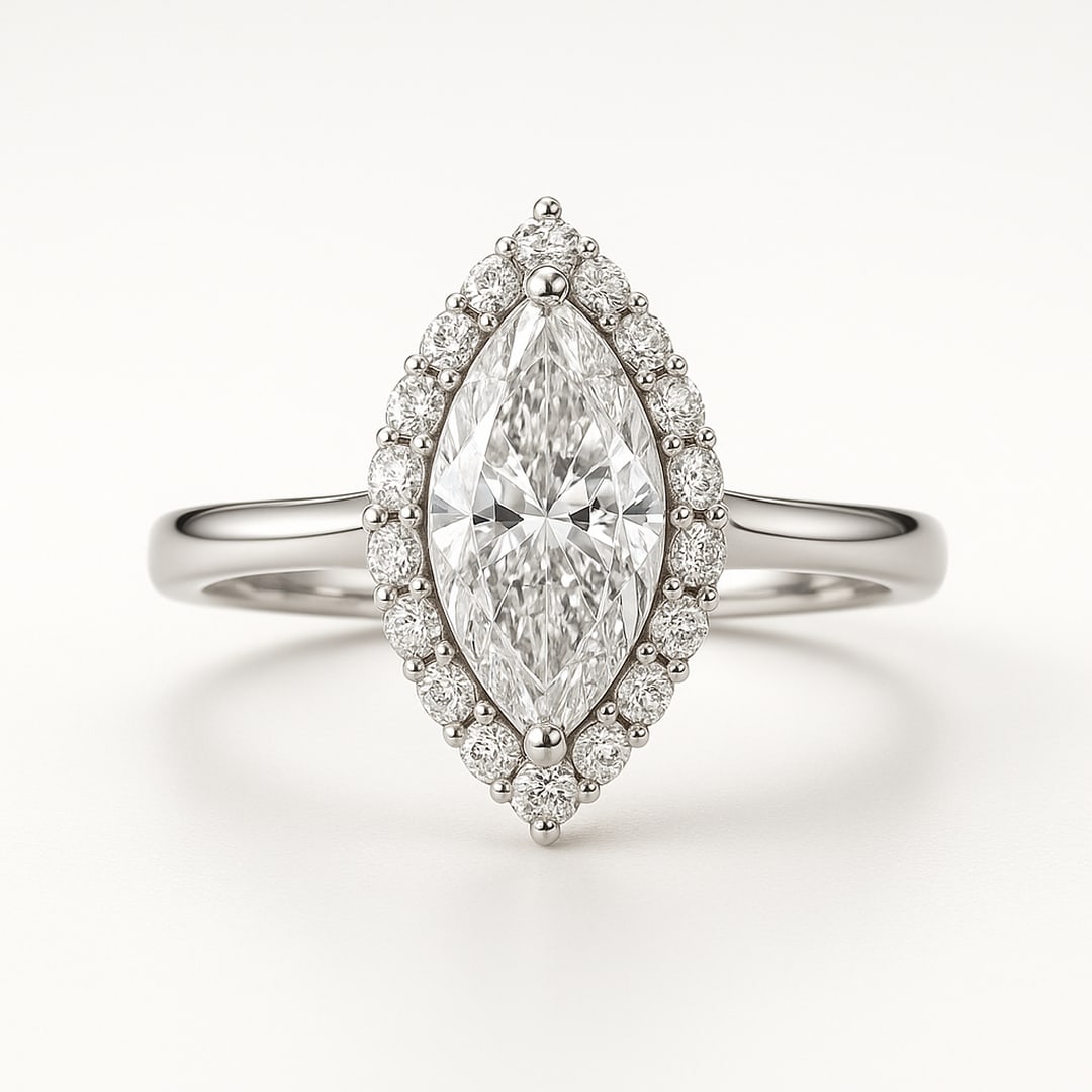 lab-grown diamond 7.00 CT Marquise Halo Diamond Ring (1 of 2)