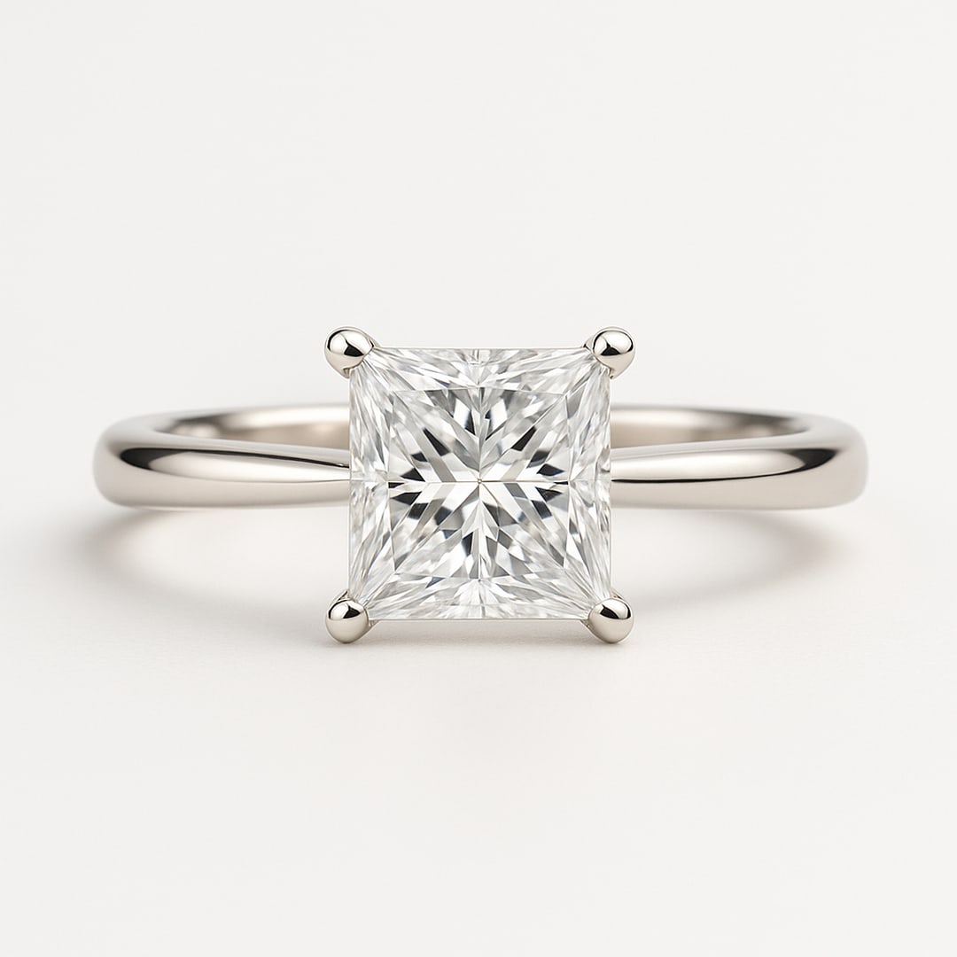 lab-grown diamond 6.00 CT Oval Solitaire Diamond Ring: 6 CT Oval Solitaire lab-grown diamond Diamond, E?F Color, VVS1?VS1 Clarity. Classic four-prong setting in high-polish 14K White Gold. Elegant engagement ring with brilliant sparkle. Ring Size 6.5 US (