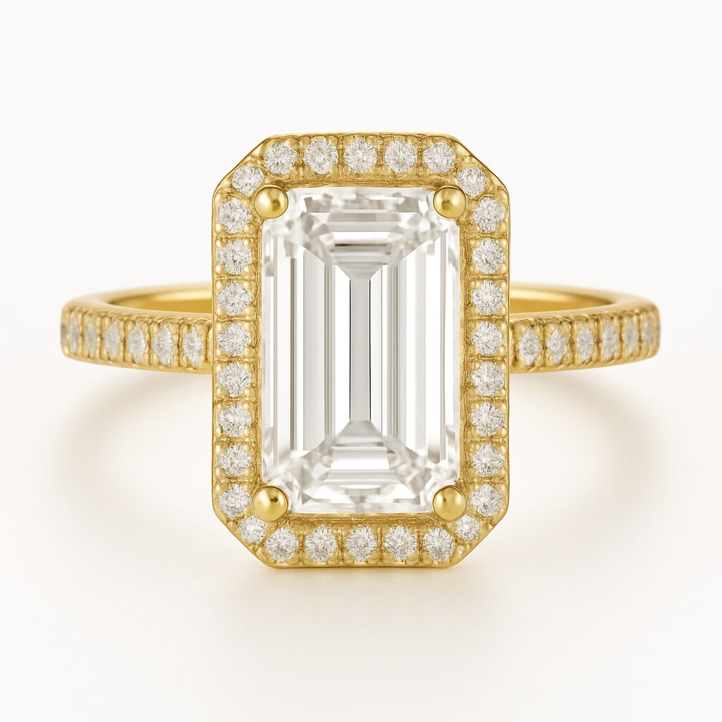 lab-grown diamond 7.00 CT Pear Halo Diamond Ring: 7 CT Pear lab-grown diamond Diamond with full halo & pav? band in 14K White Gold. Fine clarity & sparkle. Engagement/wedding ready. Worldwide shipping insured. Each lab-grown diamond diamond is ethica