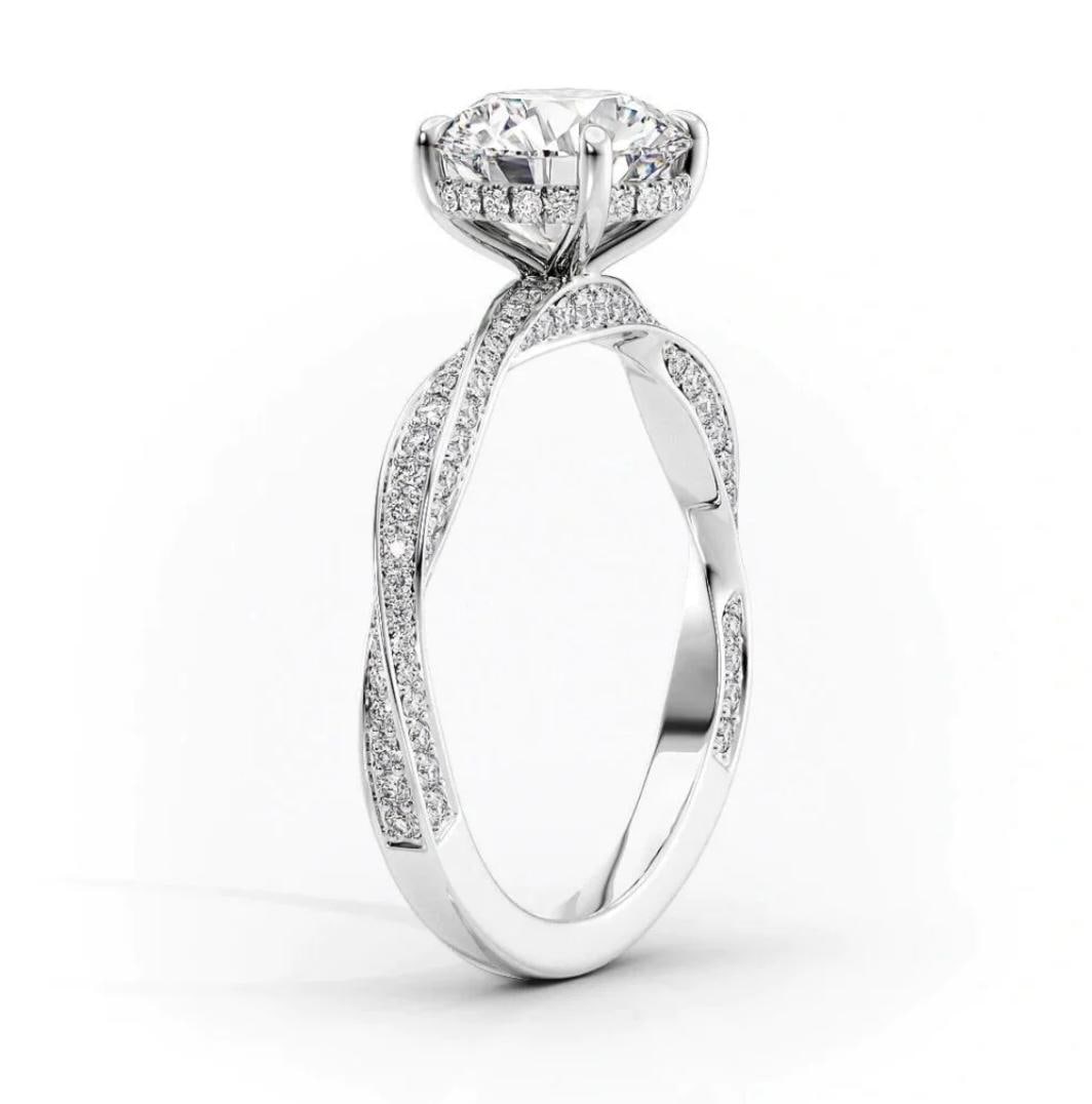 lab-grown diamond 3.00 CT Three-Stone Round Diamond Ring: 3 CT Round lab-grown diamond Diamond, Three-Stone Design, 14K Yellow Gold. Pav? band & premium clarity. Each lab-grown diamond diamond is ethically created with exceptional brilliance and fire, offeri