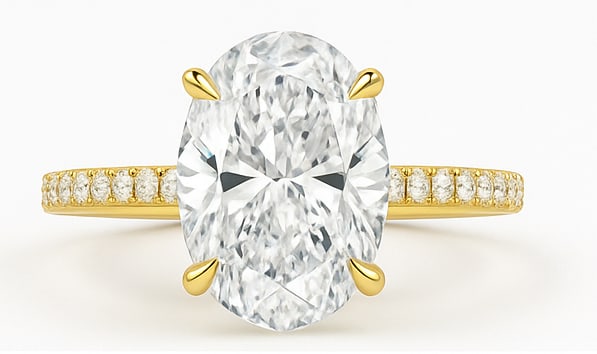 lab-grown diamond 9.00 CT Cushion-Cut Diamond Split-Shank Ring in 14K Yellow Gold (1 of 2)