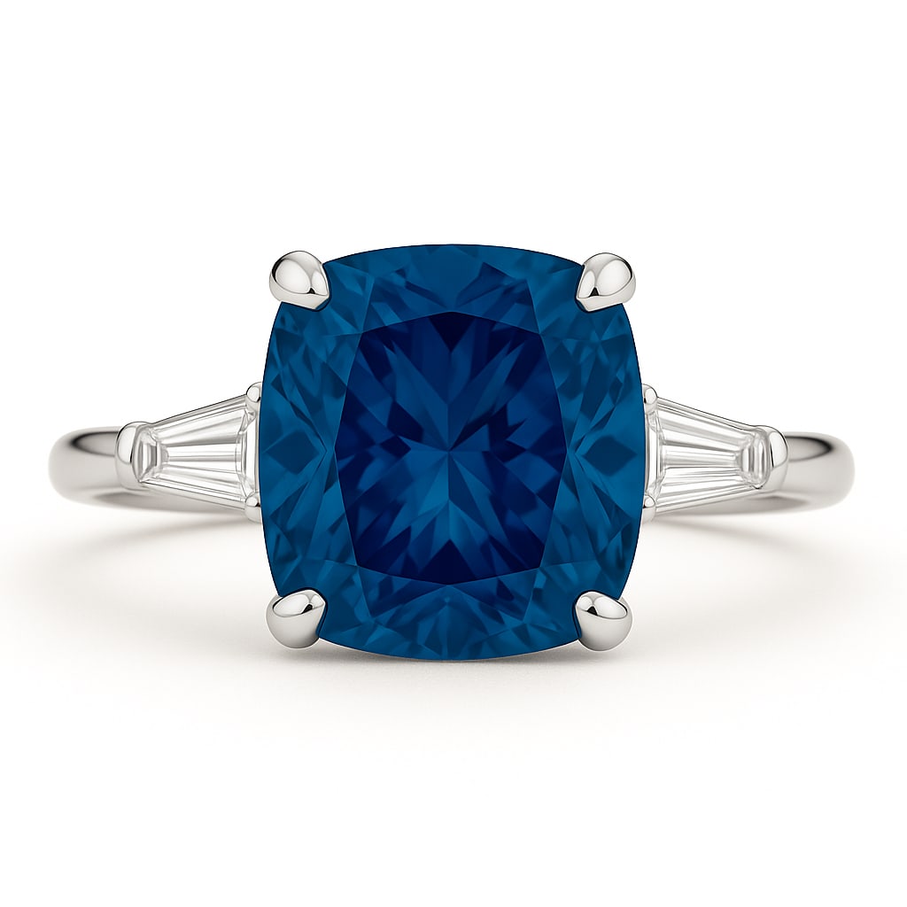 lab-grown diamond 6.00 CT Round Brilliant-Cut Diamond Classic Solitaire Ring in 14K White Gold: This unique lab-grown diamond diamond ring showcases a 6.00 carat round brilliant-cut center stone in a classic solitaire design, expertly crafted in 14K White Gold. The smooth high-polish band is des