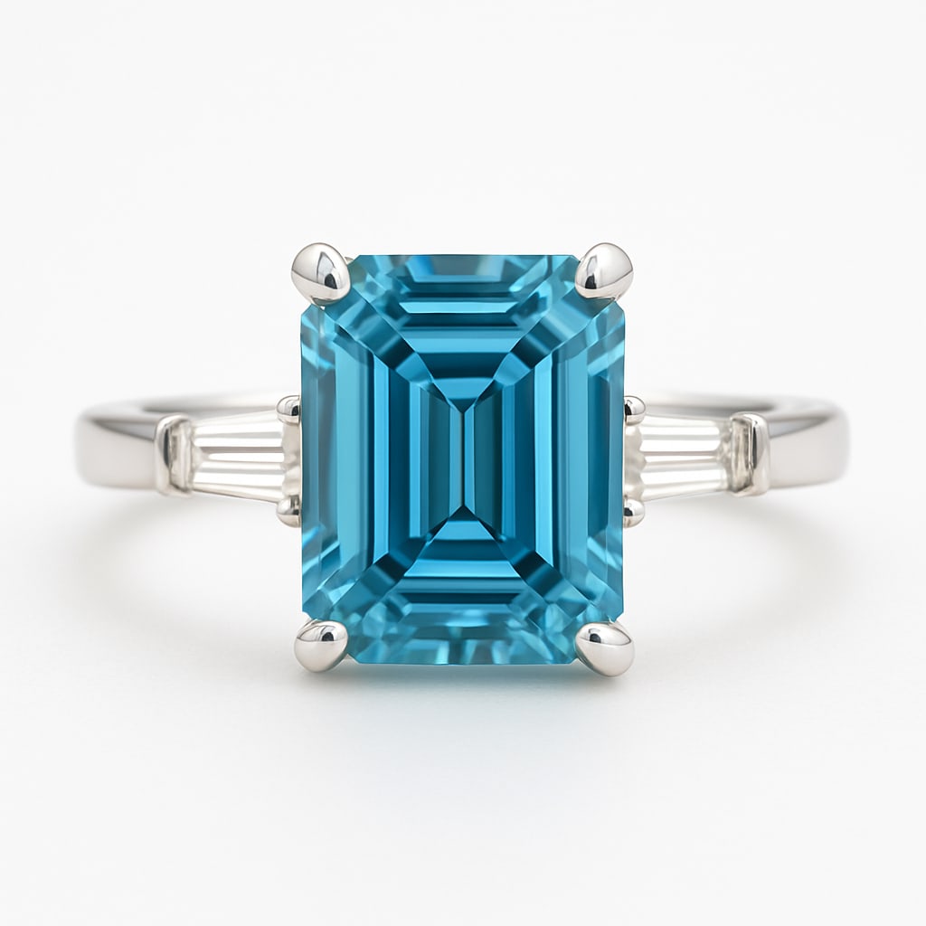 lab-grown diamond 6.00 CT Pear-Shaped Diamond Double Halo Ring in 14K White Gold: This unique lab-grown diamond diamond ring showcases a 6.00 carat pear-shaped center stone in a double halo design, expertly crafted in 14K White Gold. The smooth high-polish band is designed to sit c
