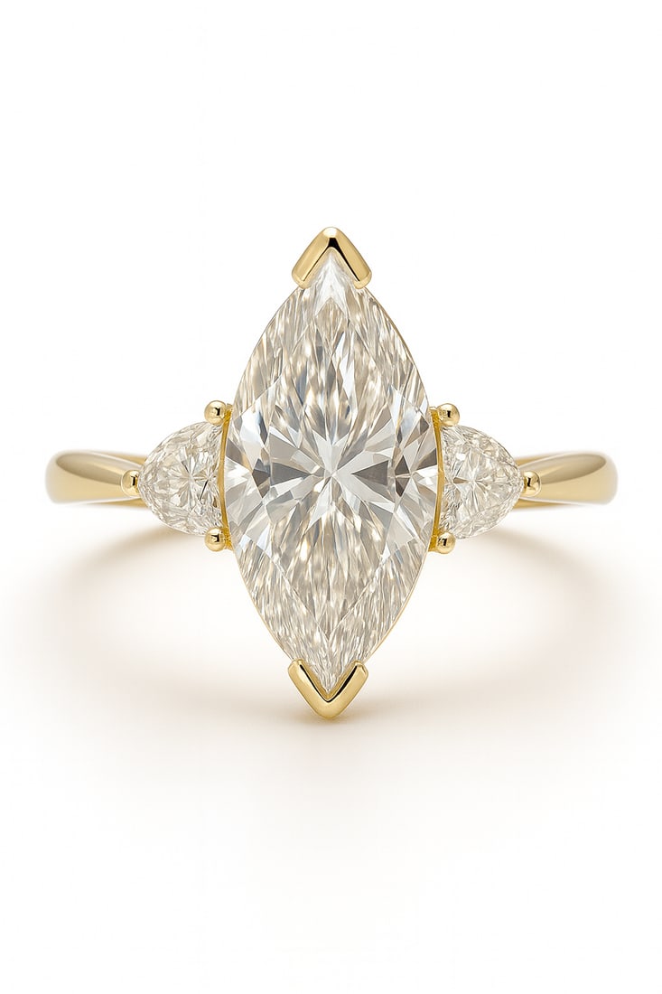 lab-grown diamond 5.00 CT Round Brilliant-Cut Diamond Bezel-Set Ring in 14K Yellow Gold: This unique lab-grown diamond diamond ring showcases a 5.00 carat round brilliant-cut center stone in a bezel-set design, expertly crafted in 14K Yellow Gold. The slim micro-pav? band is designed to s