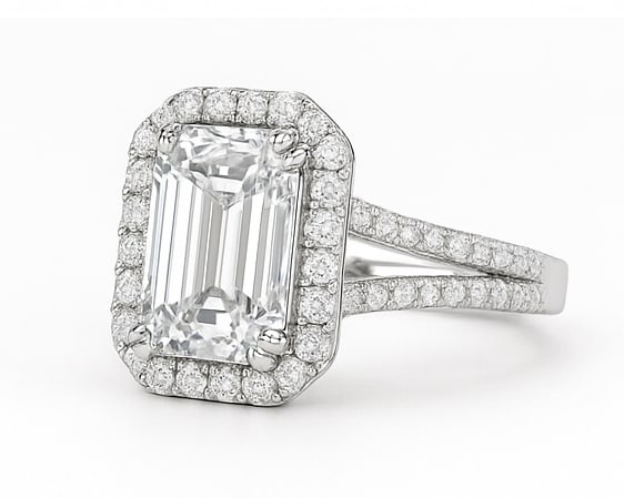 lab-grown diamond 8.00 CT Oval-Cut Diamond Split-Shank Ring in 14K White Gold (1 of 2)