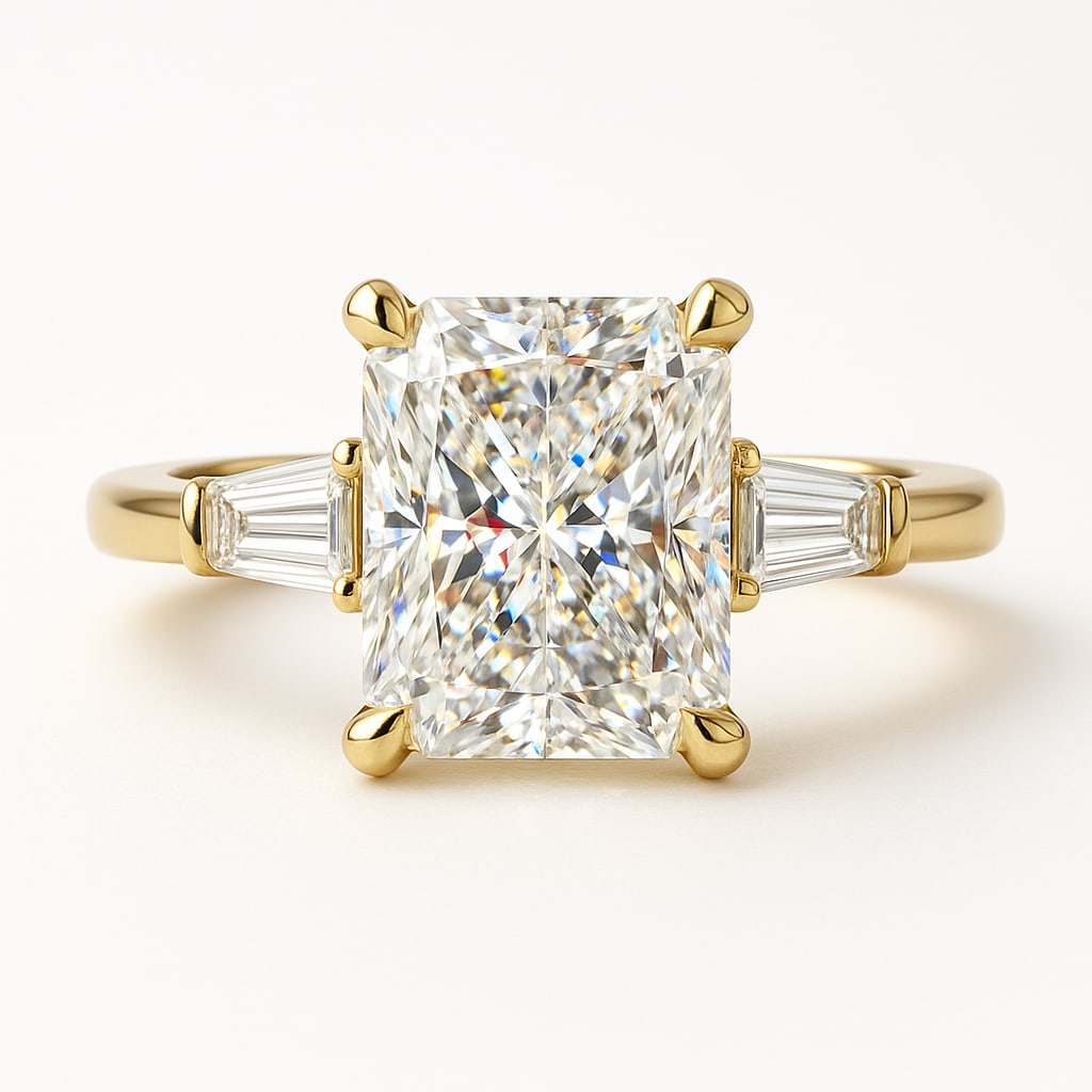 lab-grown diamond 5.00 CT Pear-Shaped Diamond Hidden-Halo Ring in 14K Yellow Gold: This unique lab-grown diamond diamond ring showcases a 5.00 carat pear-shaped center stone in a hidden-halo design, expertly crafted in 14K Yellow Gold. The slim micro-pav? band is designed to sit com