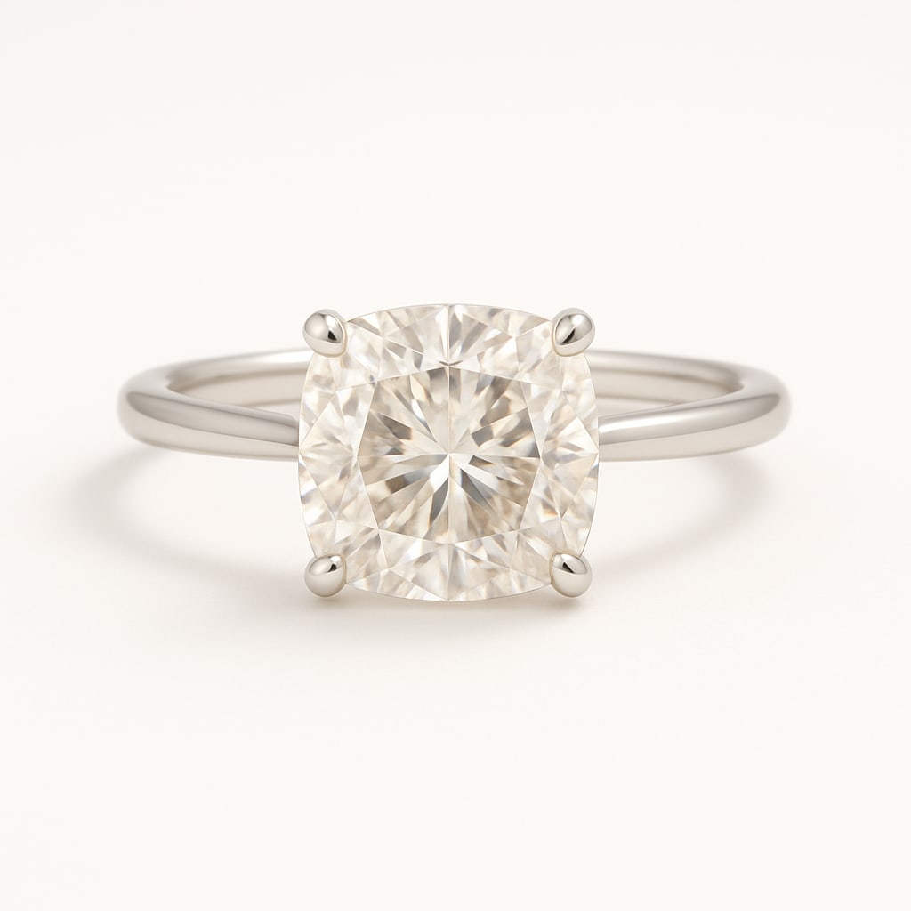 lab-grown diamond 3.00 CT Cushion-Cut Diamond Split-Shank Ring in 14K White Gold (1 of 2)