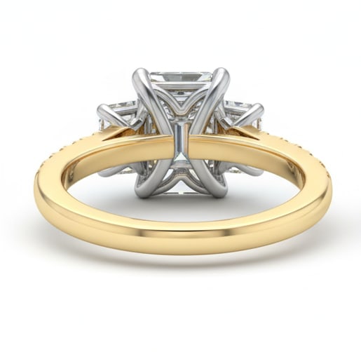 lab-grown diamond 4.00 CT Oval-Cut Diamond Cathedral-Style Ring in 14K Yellow Gold (1 of 4)