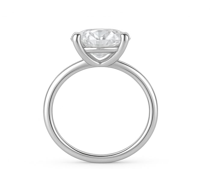 lab-grown diamond 7.00 CT Emerald-Cut Diamond Classic Solitaire Ring in 14K White Gold: This unique lab-grown diamond diamond ring showcases a 7.00 carat emerald-cut center stone in a classic solitaire design, expertly crafted in 14K White Gold. The pav?-set diamond band is designed to s