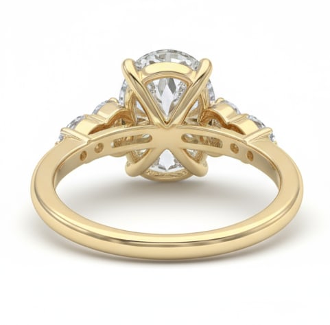 lab-grown diamond 7.00 CT Pear-Shaped Diamond Double Halo Ring in 14K Yellow Gold: This unique lab-grown diamond diamond ring showcases a 7.00 carat pear-shaped center stone in a double halo design, expertly crafted in 14K Yellow Gold. The slim micro-pav? band is designed to sit com