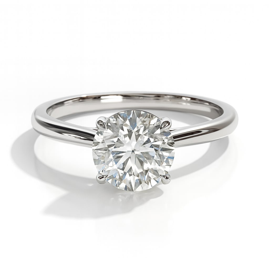 lab-grown diamond 2.00 CT Cushion-Cut Diamond Cathedral-Style Ring in 14K White Gold: This unique lab-grown diamond diamond ring showcases a 2.00 carat cushion-cut center stone in a cathedral-style design, expertly crafted in 14K White Gold. The elegant rounded band is designed to sit 