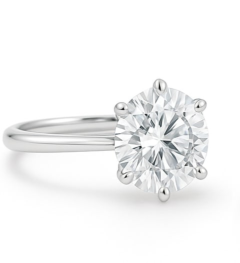 lab-grown diamond 5.00 CT Cushion-Cut Diamond Twist-Shank Ring in 14K White Gold: This unique lab-grown diamond diamond ring showcases a 5.00 carat cushion-cut center stone in a twist-shank design, expertly crafted in 14K White Gold. The tapered comfort-fit band is designed to sit 