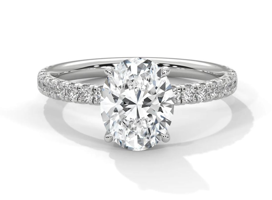 lab-grown diamond 5.00 CT Princess-Cut Diamond Classic Solitaire Ring in 14K White Gold: This unique lab-grown diamond diamond ring showcases a 5.00 carat princess-cut center stone in a classic solitaire design, expertly crafted in 14K White Gold. The slim micro-pav? band is designed to s