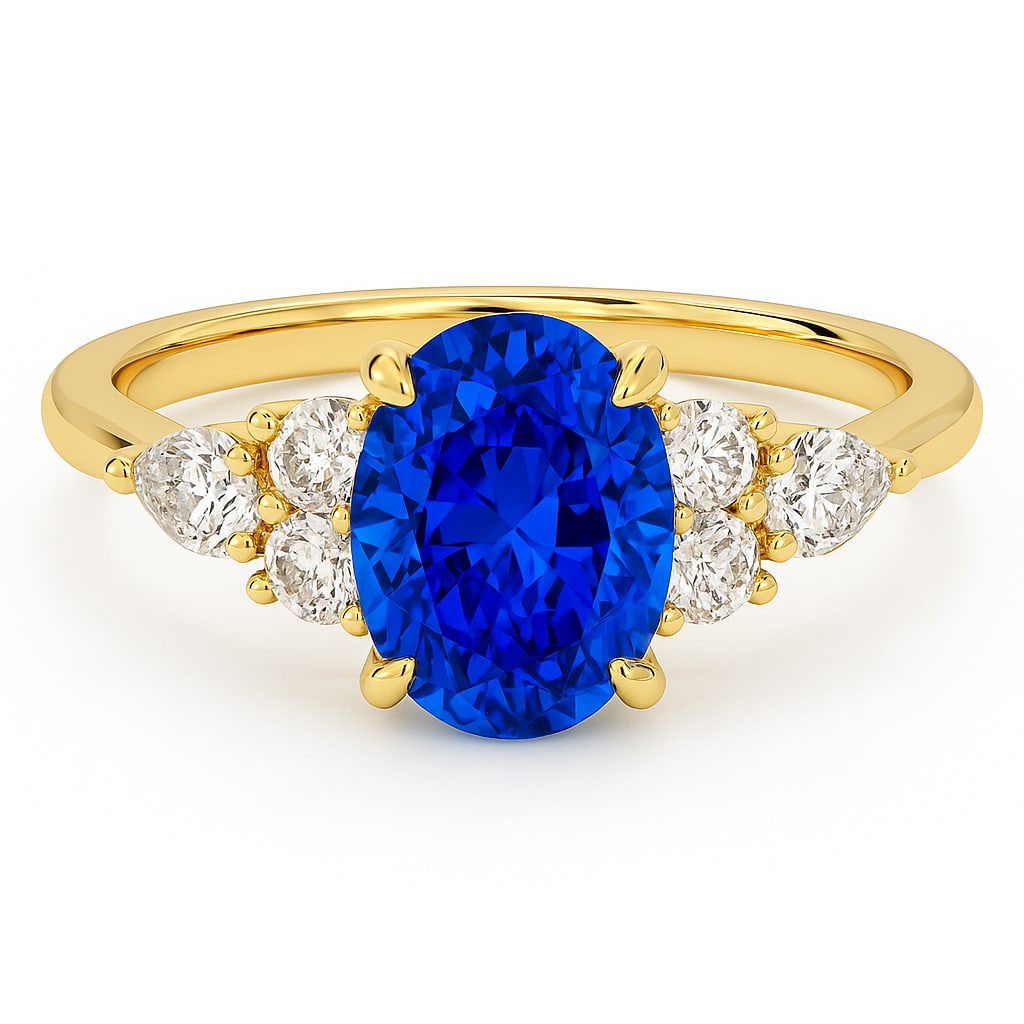 lab-grown diamond 5.00 CT Pear-Shaped Diamond Bezel-Set Ring in 14K Yellow Gold (1 of 2)