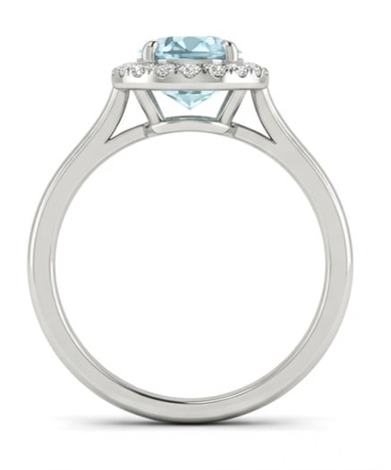 2.5 Ct Oval Natural Aquamarine 14K White Gold Cathedral Halo Setting Ring - Certified: This certified fine jewelry piece features a 2.5 carat natural Aquamarine in a Oval cut, crafted in 14K White Gold. The Cathedral Halo Setting design highlights the beauty of the natural center stone.