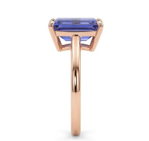 3.0 Ct Emerald Natural Tanzanite 14K Rose Gold Solitaire Setting Ring - Certified: This certified fine jewelry piece features a 3.0 carat natural Tanzanite in a Emerald cut, crafted in 14K Rose Gold. The Solitaire Setting design highlights the beauty of the natural center stone. All