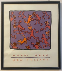 Lithograph Print By Matt Rinard Titled Mardi Gras/ New Orlens