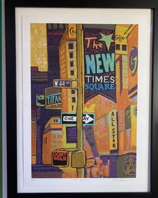 Beautiful Lithograph Of Times Square In New York. Artist Proof. Pencil Signed.