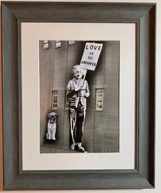 Print Of Einstein Holding A Peace Sign Of Love Is The Answer