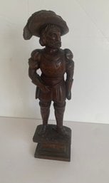 Antique Hand Carved Solid Wood Figure Depicting A Medieval Or Historical Solider Or Guard
