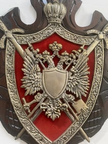 Decorative Piece Featuring A Medieval Coat Of Arms Shield With Swords