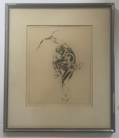 Antique Etching Of Mlale Dancing By Troy Kinney