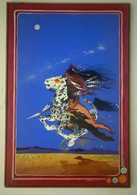 Acrylic On Canvas Titled True Love And A Good Pony By Robert McMurtry