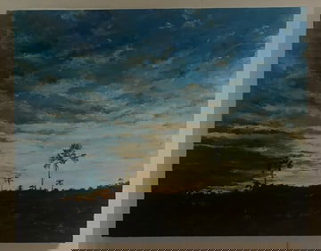 Original Acrylic On Canvas Of Sunset. Signed In The Back
